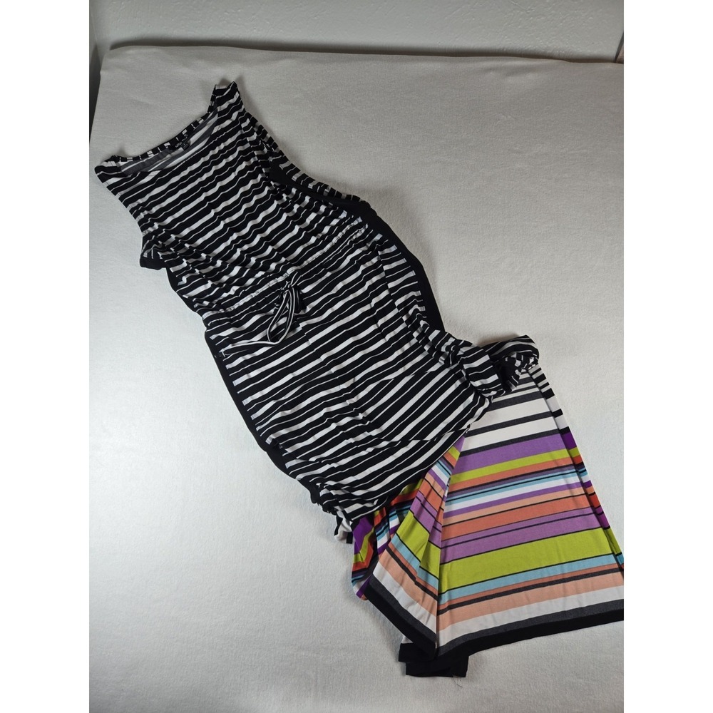 Nine West Women's Striped Sleeveless Maxi Dress Black White Multicolor Size 4
